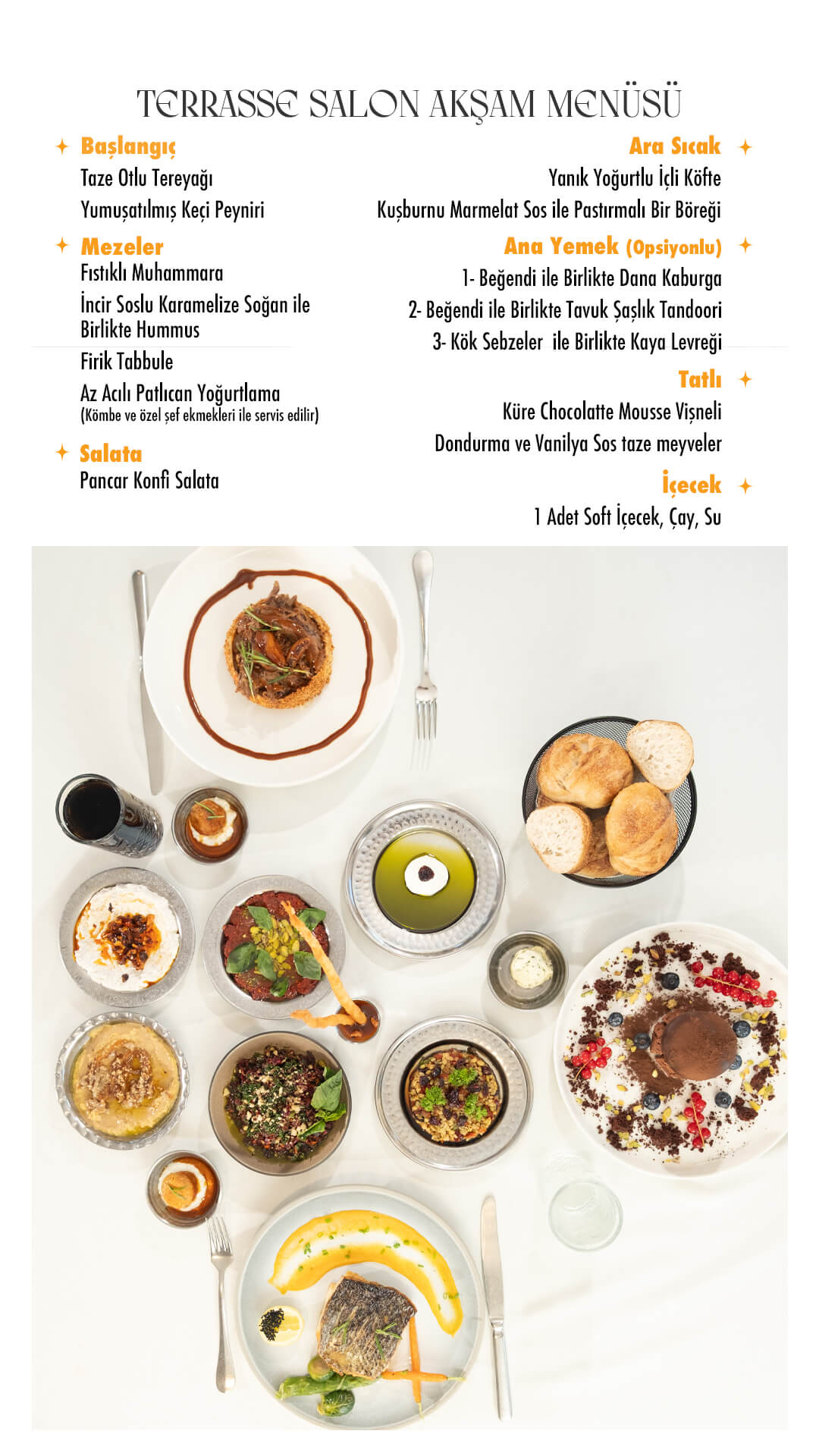 Terrasse Salon Akşam Menüsü
